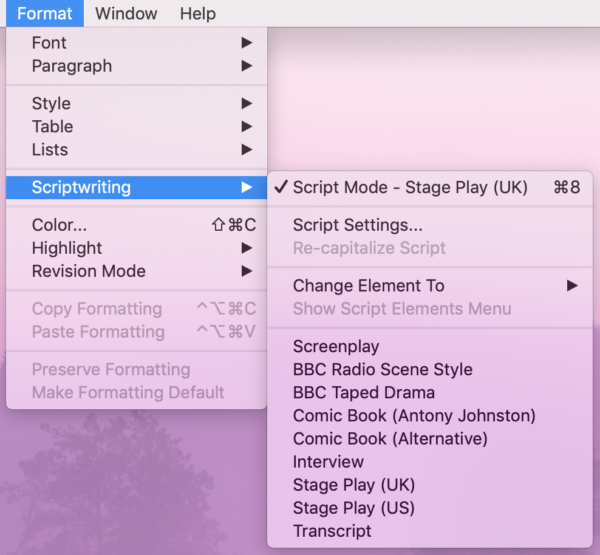 scrivener stage play template