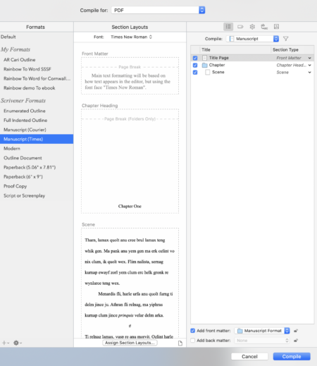 The Scrivener Mindset: Formatting Via Section Layouts - ScrivenerVirgin