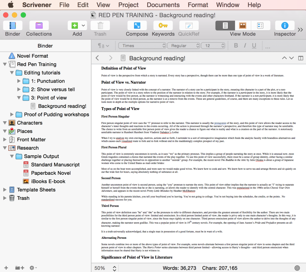 Point of view (Editing Tutorial) | ScrivenerVirgin